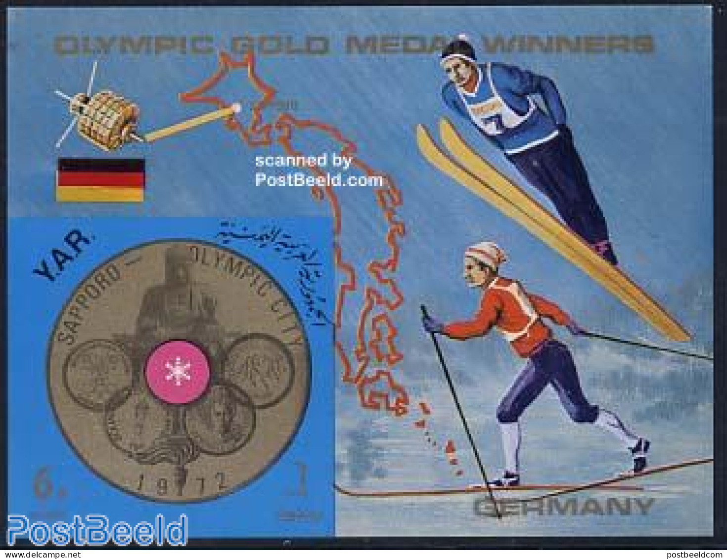 Yemen, Arab Republic 1970 German Olympic Winners S/s Imperforated, Mint NH, History - Sport - Germans - Olympic Winter.. - Other & Unclassified