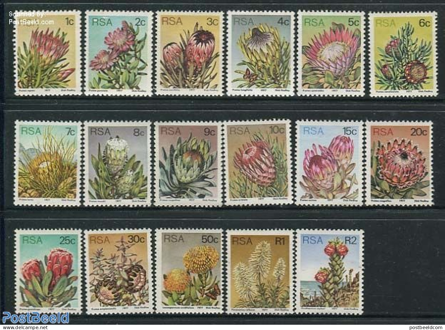 South Africa 1977 Definitives, Flowers 17v, Mint NH, Nature - Flowers & Plants - Neufs