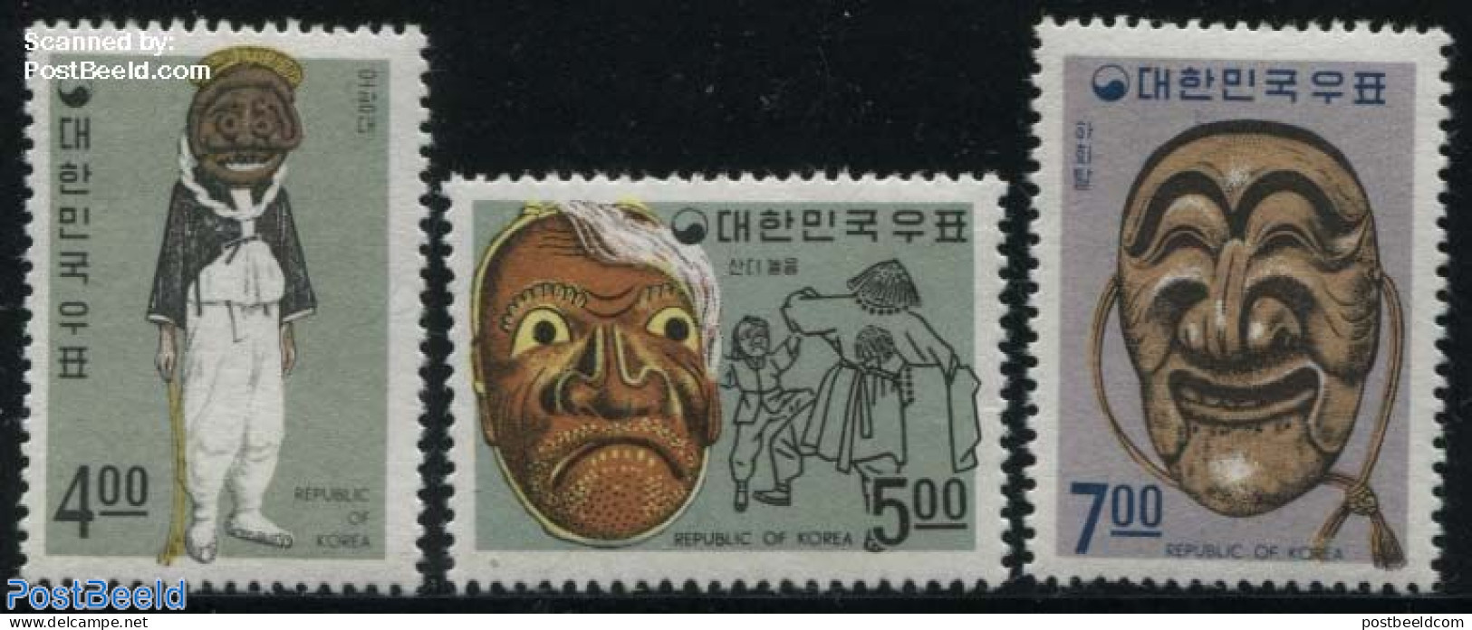 Korea, South 1967 Folklore 3v, Mint NH, Various - Folklore - Corée Du Sud