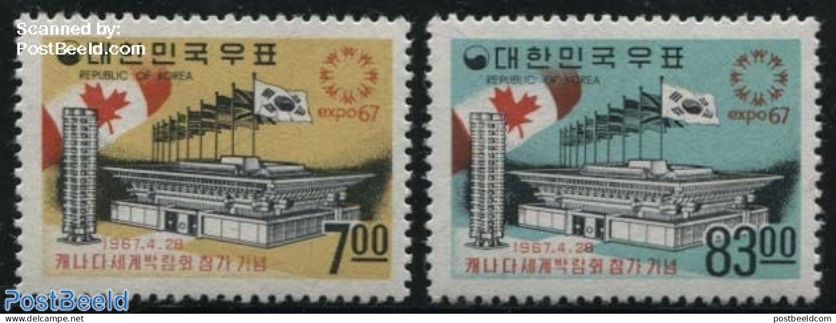 Korea, South 1967 Expo 67 Montreal 2v, Mint NH, Various - World Expositions - Korea, South
