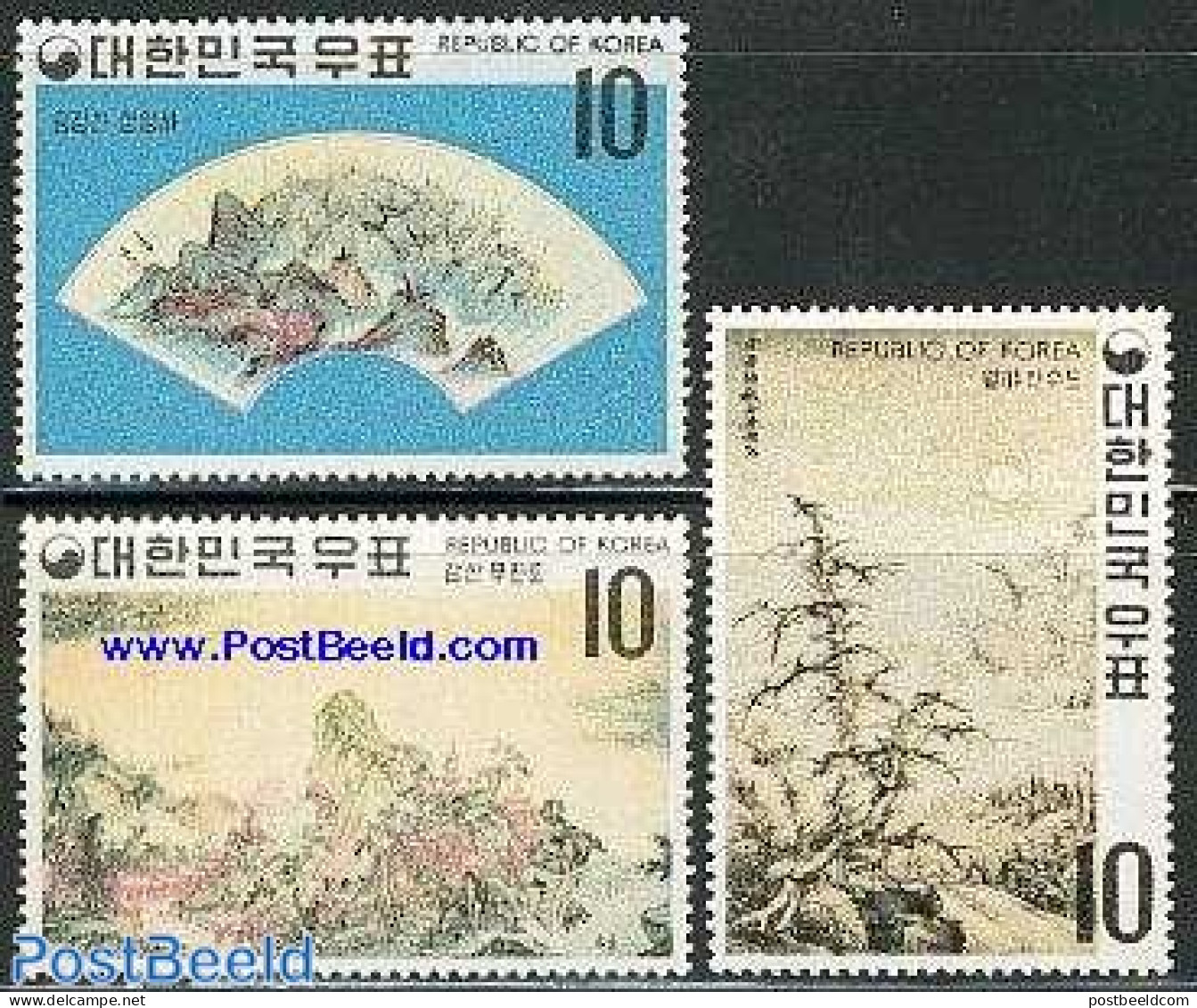 Korea, South 1970 Paintings 3v, Mint NH, Art - Paintings - Korea (Süd-)
