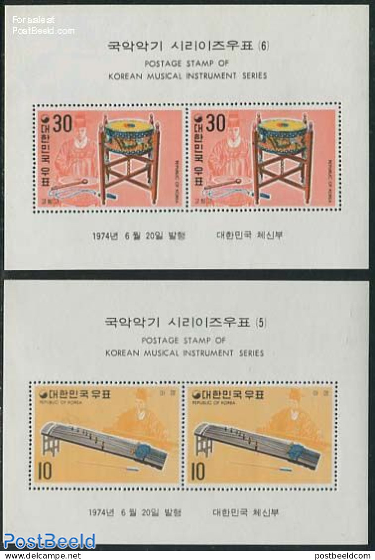 Korea, South 1974 Music Instruments 2 S/s, Mint NH, Performance Art - Music - Musical Instruments - Musique