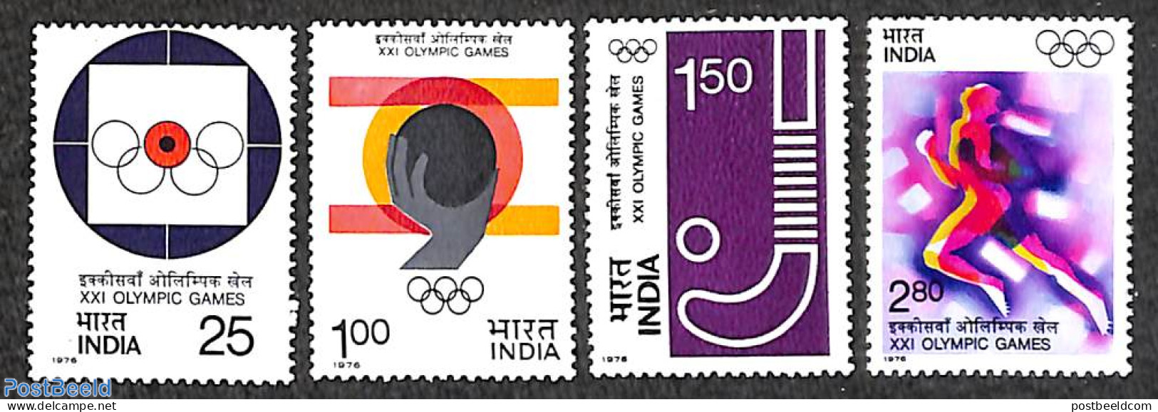 India 1976 Olympic Games Montreal 4v, Mint NH, Sport - Athletics - Hockey - Olympic Games - Neufs