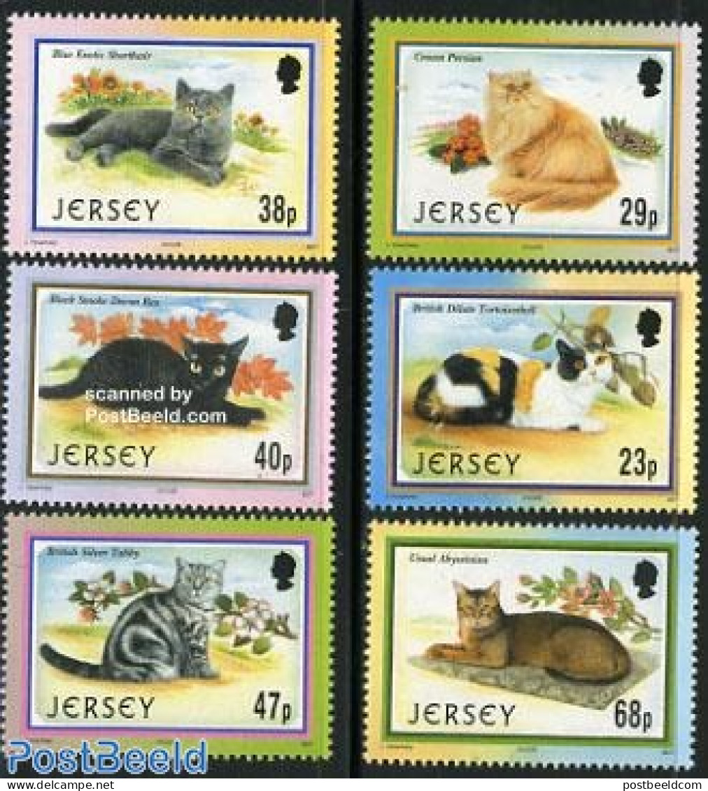 Jersey 2002 Cats 6v, Mint NH, Nature - Cats - Jersey