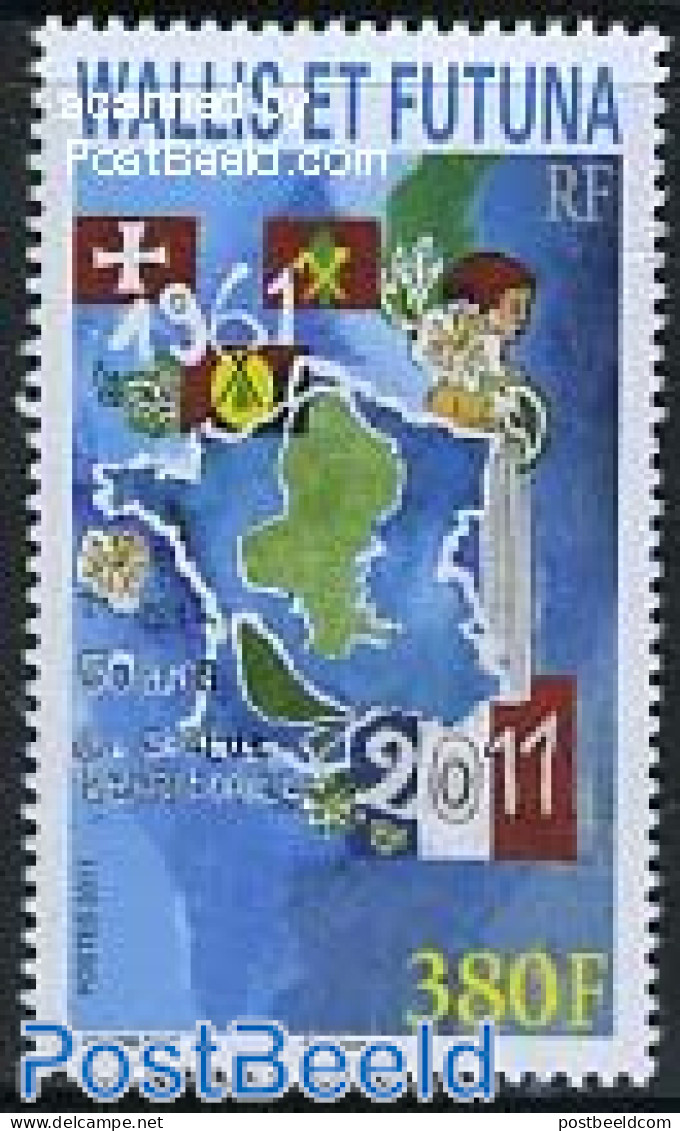 Wallis & Futuna 2011 50 Years Statute Territorial 1v, Mint NH, Various - Justice - Maps - Geography