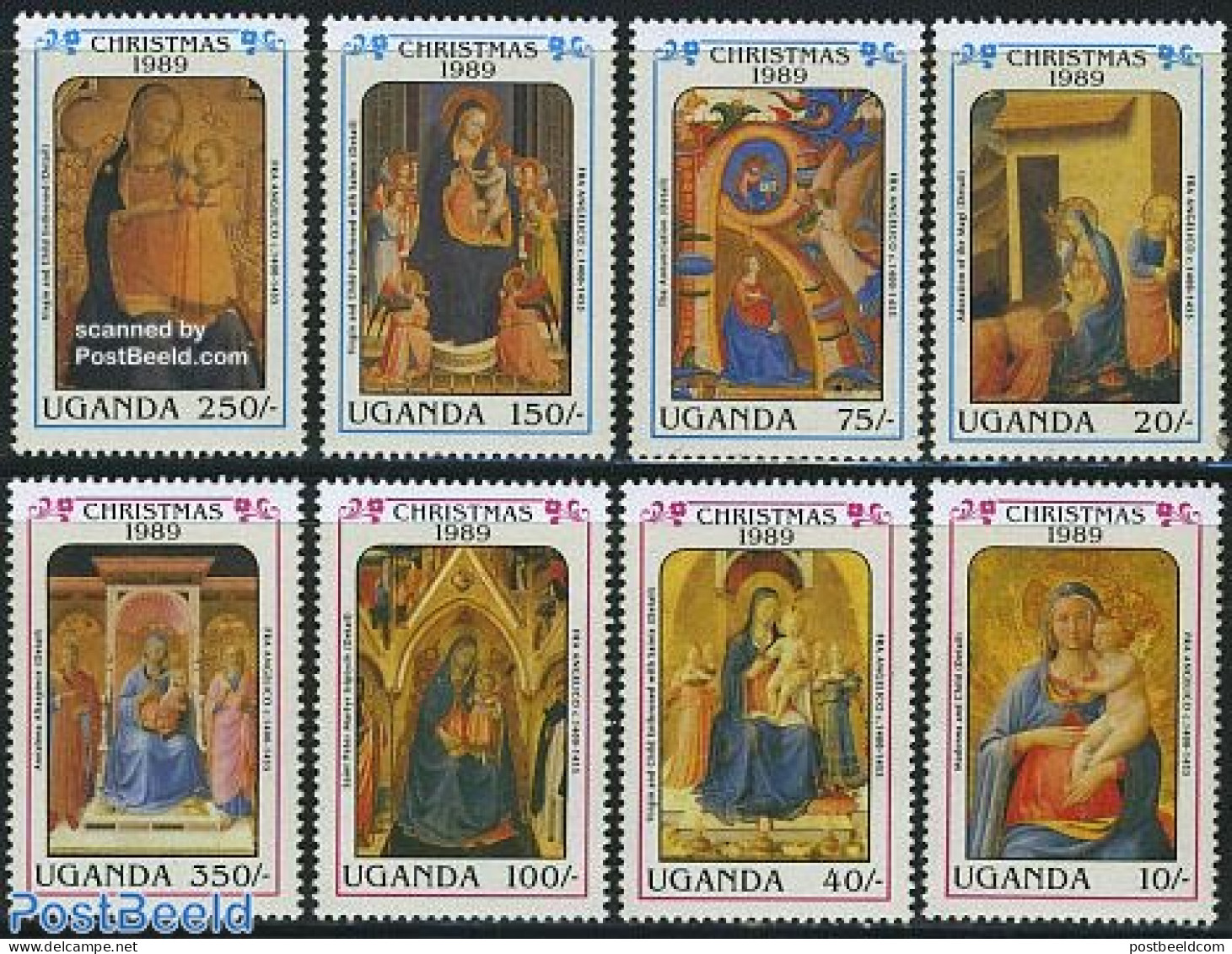 Uganda 1989 Christmas 8v, Mint NH, Religion - Christmas - Art - Paintings - Weihnachten