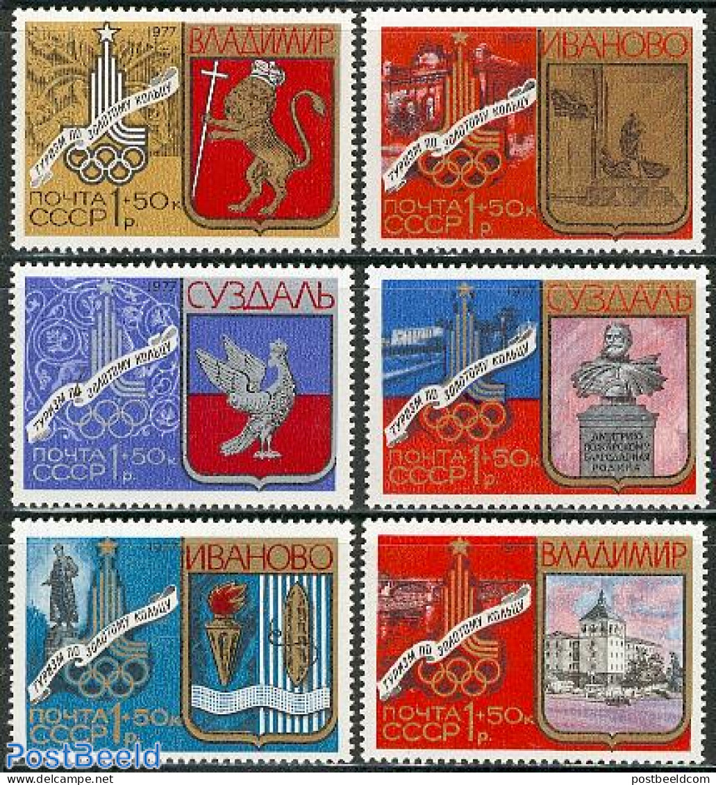 Russia, Soviet Union 1977 Olympic Games Moscow 1980 6v, Mint NH, History - Sport - Coat Of Arms - Olympic Games - Unused Stamps