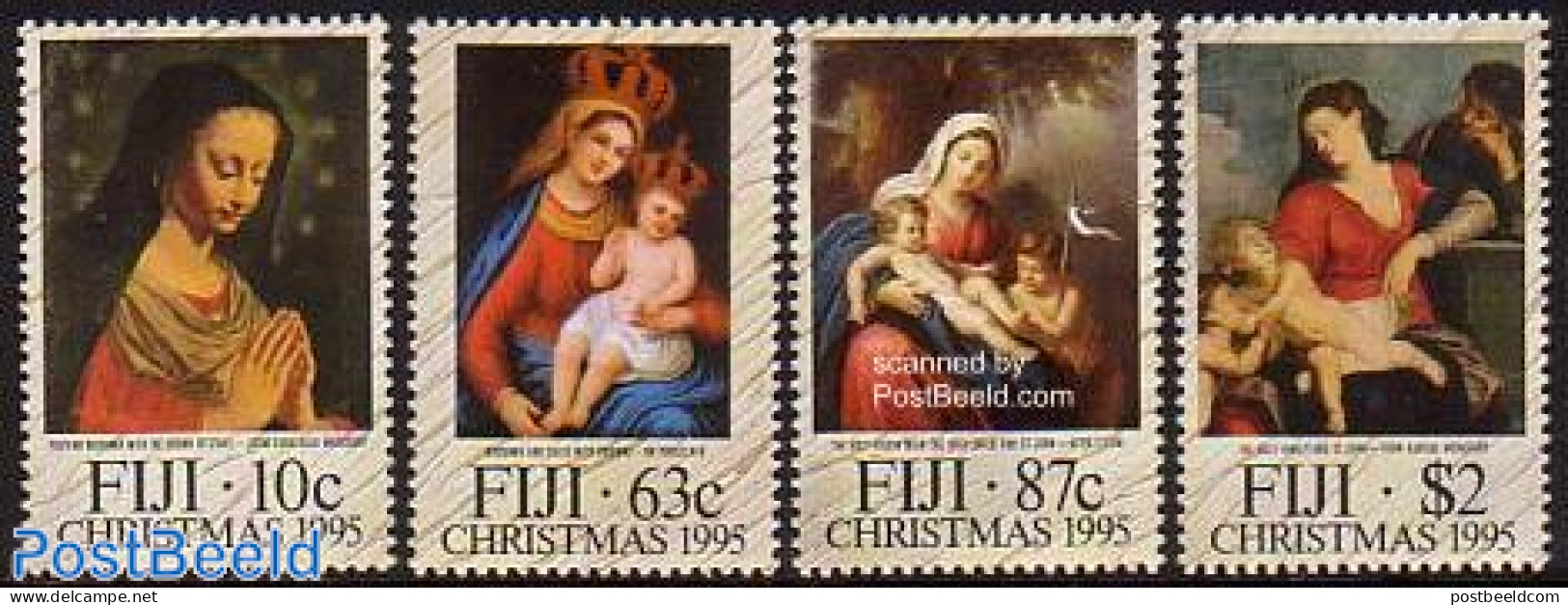 Fiji 1995 Christmas 4v, Mint NH, Religion - Christmas - Art - Paintings - Noël
