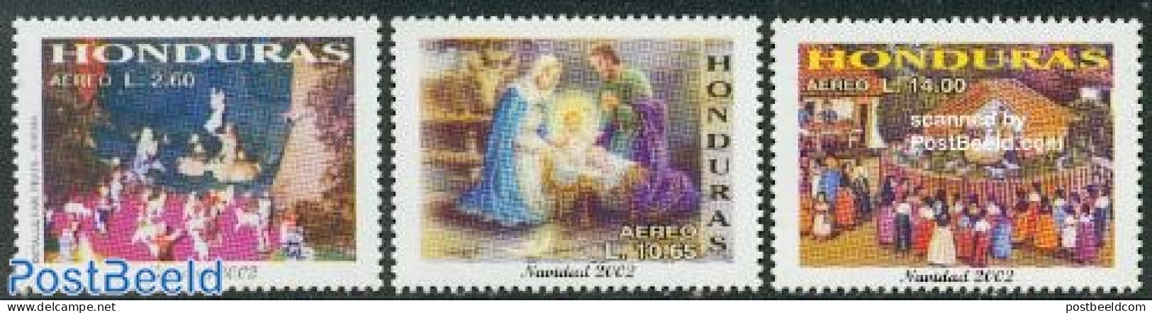 Honduras 2002 Christmas 3v, Mint NH, Religion - Christmas - Christmas