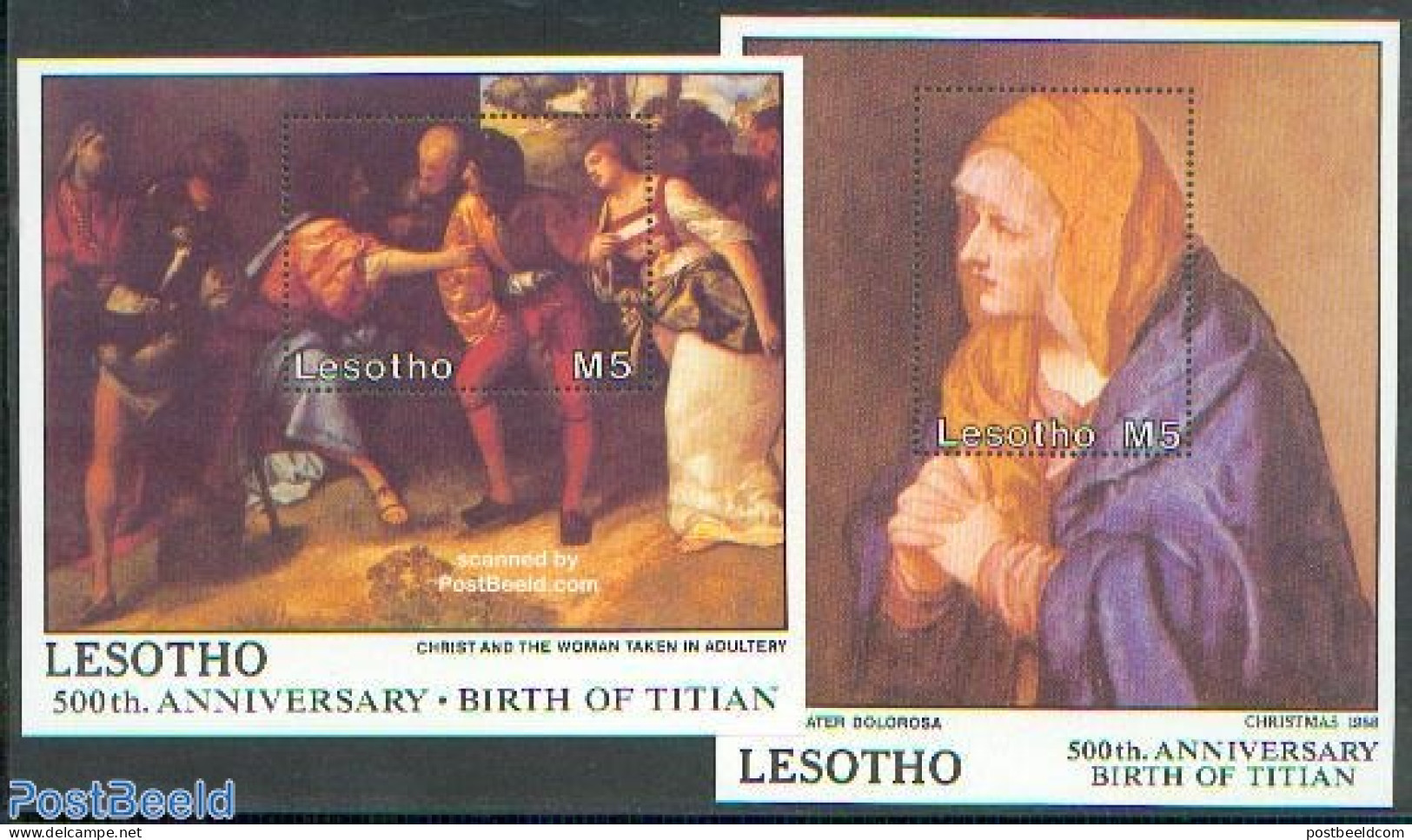 Lesotho 1988 Christmas, Paintings 2 S/s, Mint NH, Religion - Christmas - Art - Paintings - Christmas