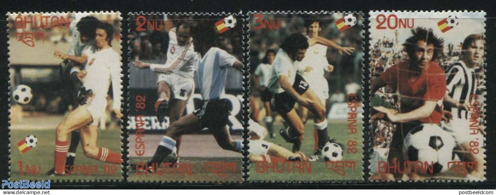 Bhutan 1982 World Cup Football 4v, Mint NH, Sport - Football - Bhutan