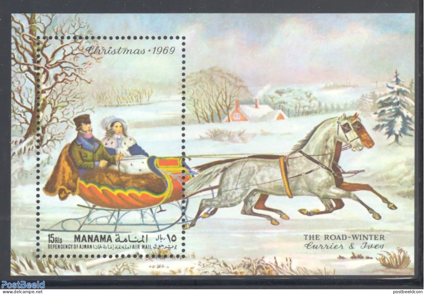 Manama 1969 Christmas S/s, Mint NH, Religion - Christmas - Art - Paintings - Christmas