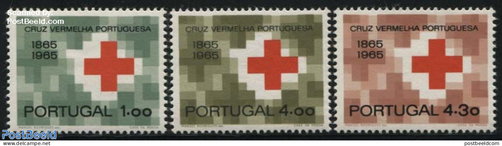 Portugal 1965 Portuguese Red Cross Centenary 3v, Mint NH, Health - Red Cross - Nuevos