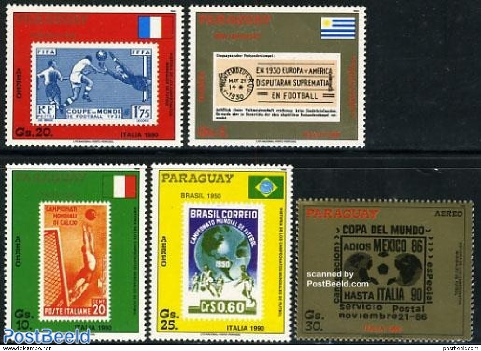 Paraguay 1988 World Cup Football 5v, Mint NH, Sport - Football - Stamps On Stamps - Stamps On Stamps