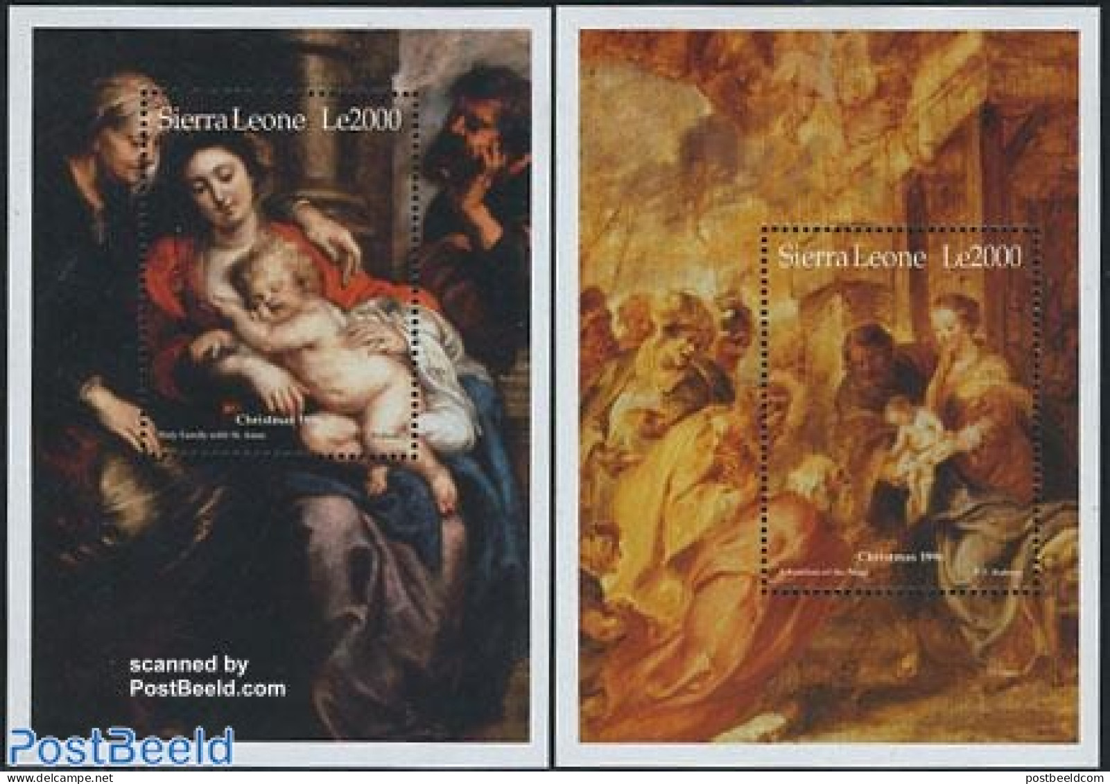 Sierra Leone 1996 Christmas, Rubens Paintings 2 S/s, Mint NH, Religion - Christmas - Art - Paintings - Rubens - Noël