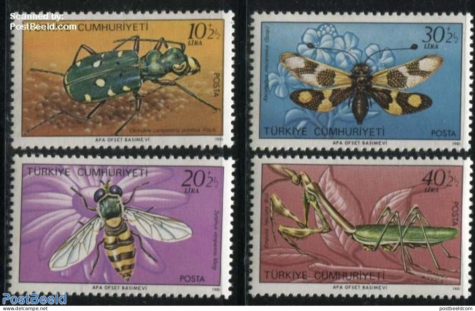 Türkiye 1981 Insects 4v, Mint NH, Nature - Insects - Autres & Non Classés