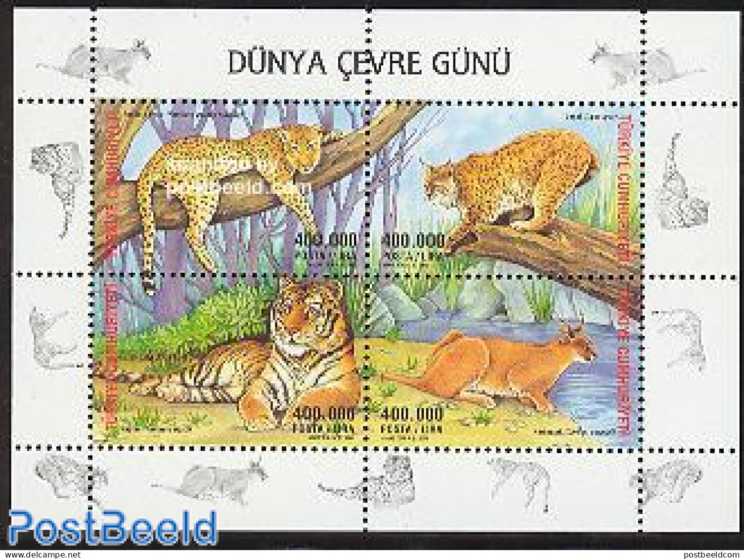 Türkiye 2002 Environment Day, Catlikes S/s, Mint NH, Nature - Animals (others & Mixed) - Cat Family - Autres & Non Classés