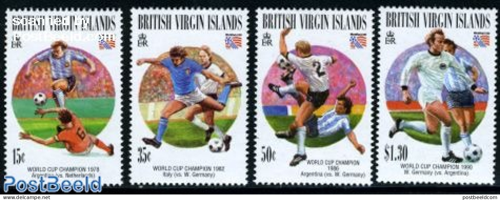 Virgin Islands 1994 World Cup Football 4v, Mint NH, Sport - Football - Iles Vièrges Britanniques