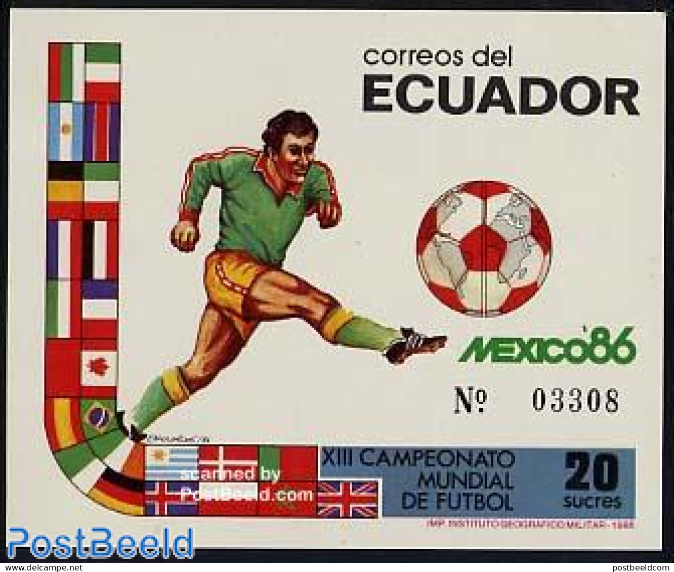 Ecuador 1986 World Cup Football S/s, Mint NH, Sport - Football - Equateur