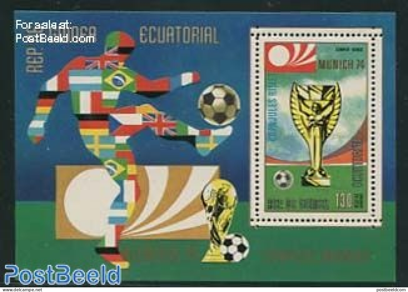 Equatorial Guinea 1974 World Cup Football S/s, Riva, Mint NH, Sport - Football - Sport (other And Mixed) - Equatorial Guinea