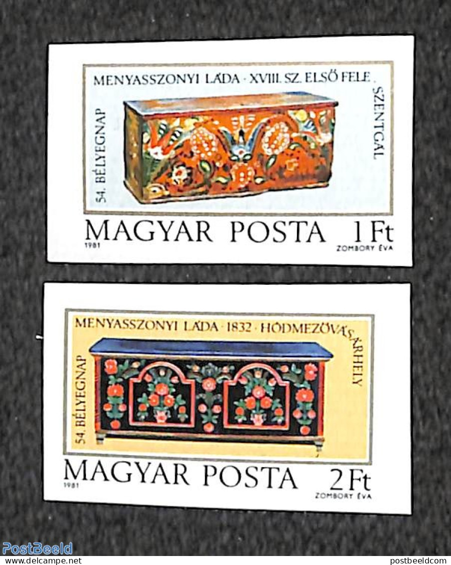 Hungary 1981 Stamp Day 2v Imperforated, Mint NH, Stamp Day - Unused Stamps