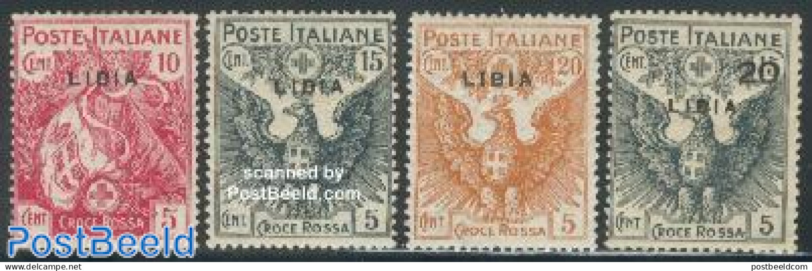 Italian Lybia 1915 Red Cross 4v, Unused (hinged), Health - Red Cross - Red Cross