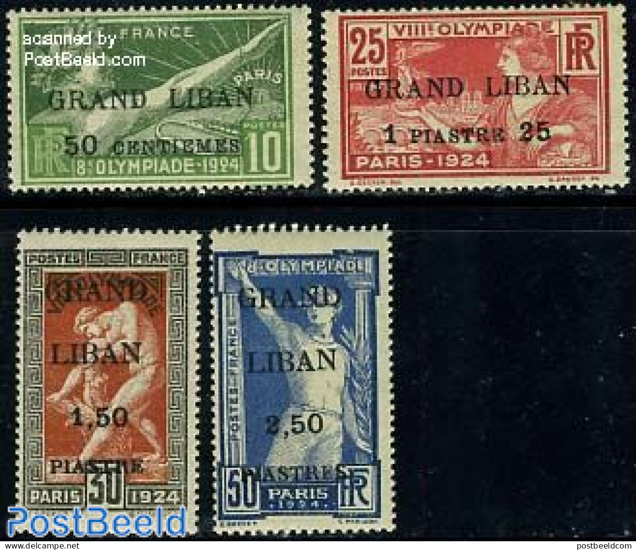 Lebanon 1924 Olympic Games 4v, Unused (hinged), Sport - Olympic Games - Libanon