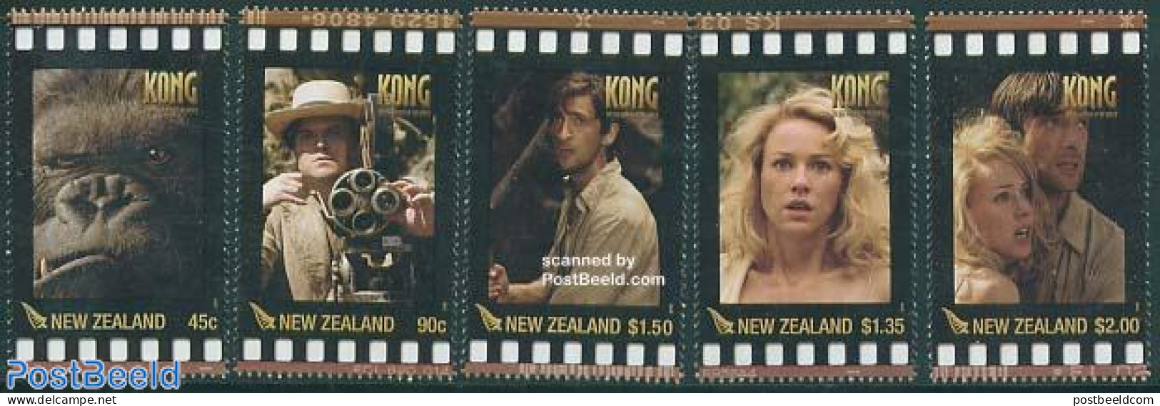 New Zealand 2005 Kong 5v, Mint NH, Nature - Performance Art - Monkeys - Film - Movie Stars - Unused Stamps