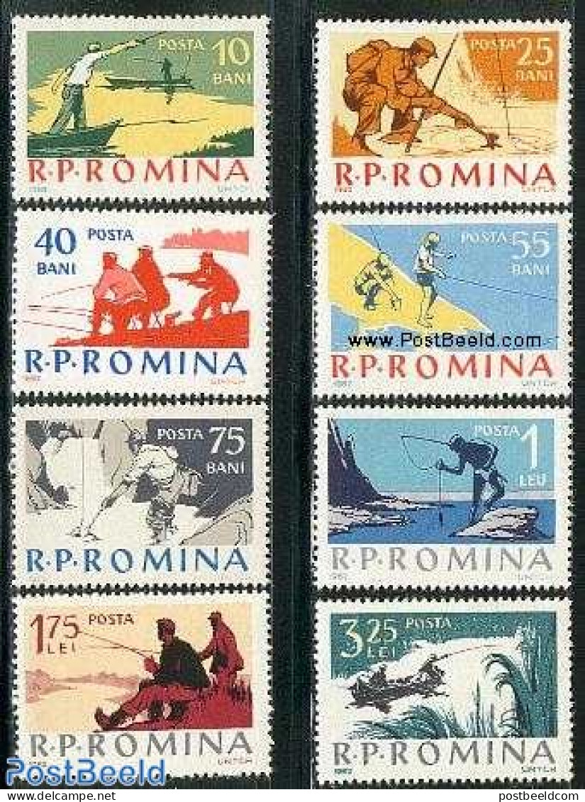Romania 1962 Sport Fishing 8v, Mint NH, Nature - Sport - Transport - Fishing - Sport (other And Mixed) - Ships And Boats - Neufs