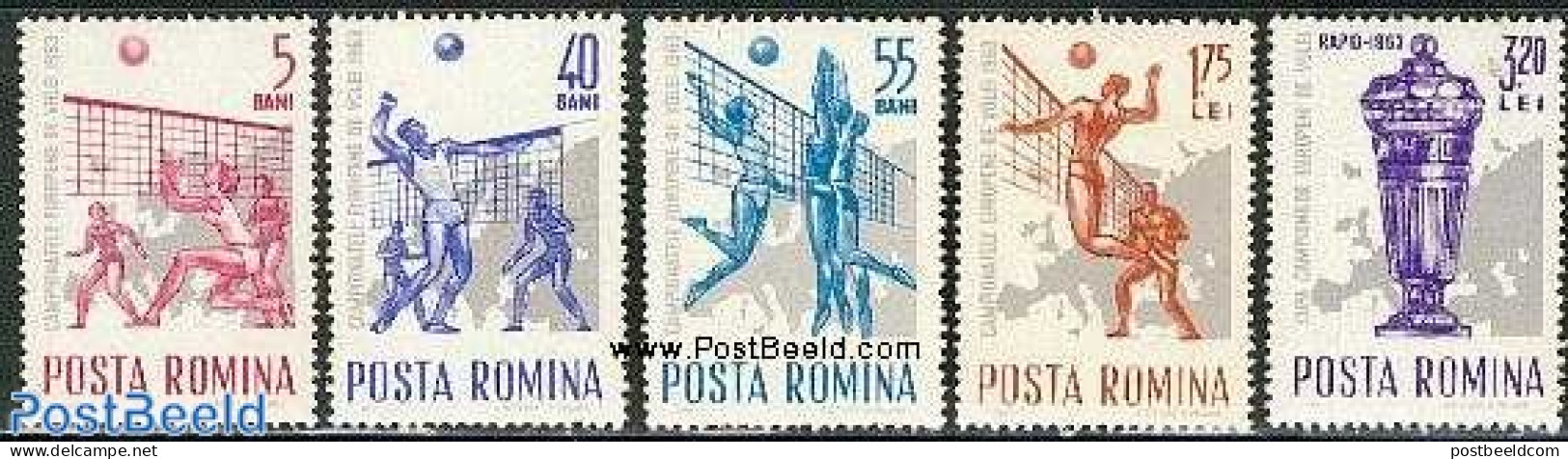 Romania 1963 European Volleyball Games 5v, Mint NH, History - Sport - Various - Europa Hang-on Issues - Volleyball - M.. - Unused Stamps