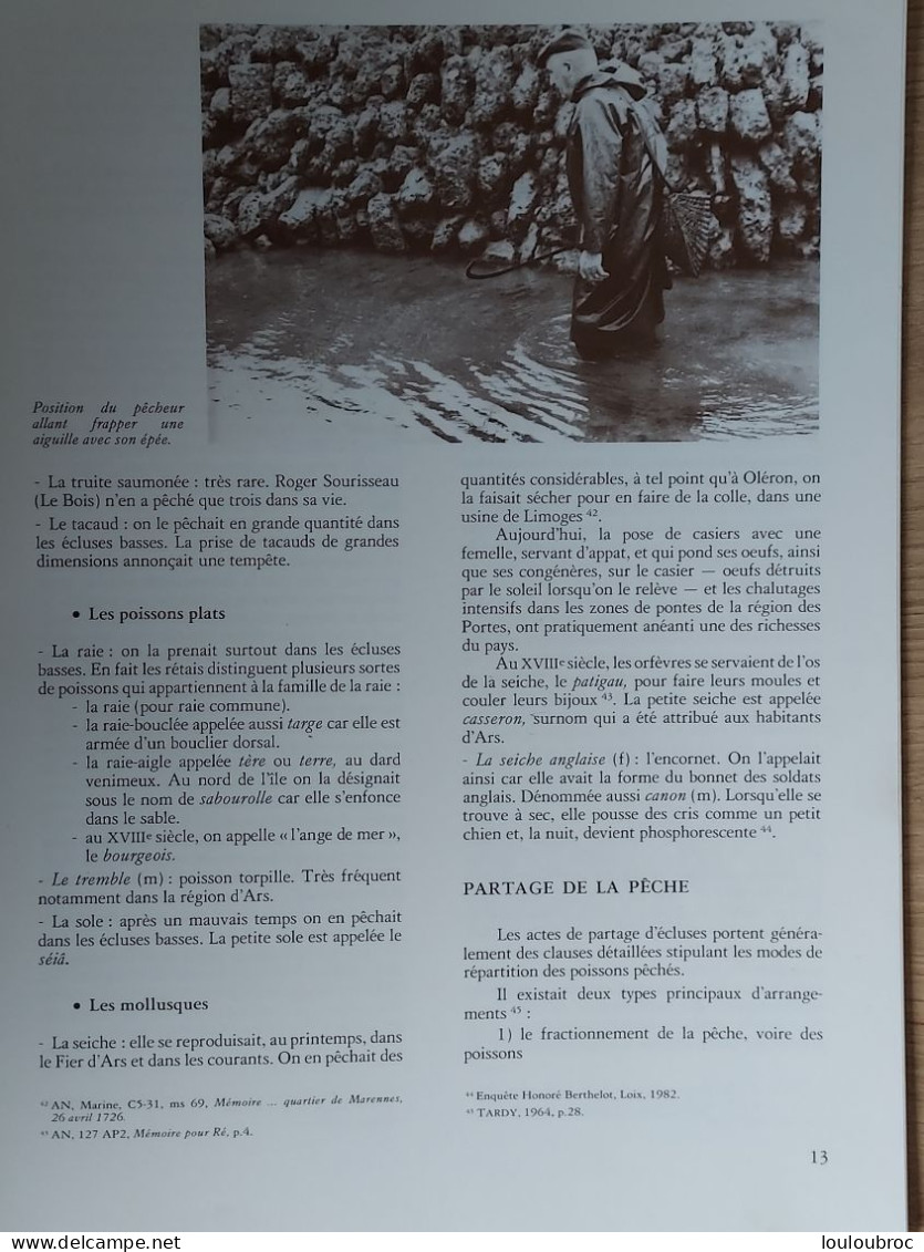 ILE DE RÉ 1982 Groupt D'Études Rétaises Cahiers De La Mémoire N° 9 LA PECHE DANS UNE ECLUSE   (20 P.) - Poitou-Charentes