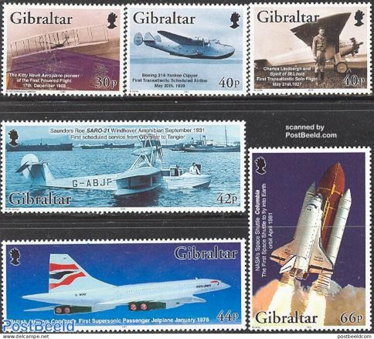 Gibraltar 2003 100 Years Powered Flight 6v, Mint NH, Transport - Concorde - Aircraft & Aviation - Ships And Boats - Sp.. - Concorde