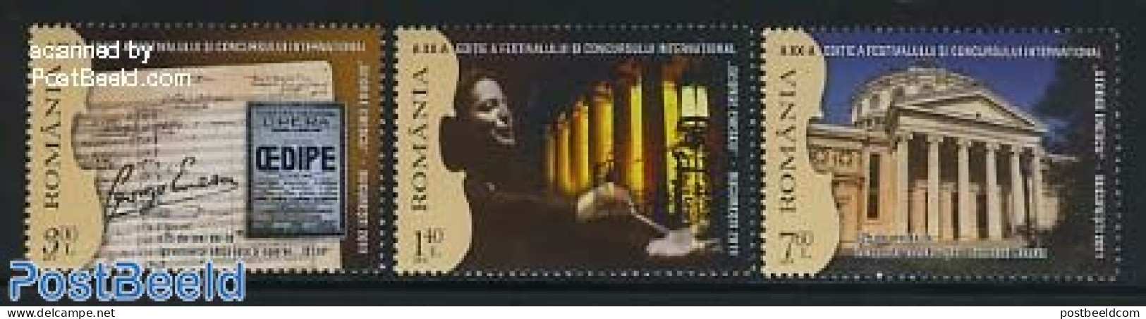 Romania 2011 George Enescu Festival 3v, Mint NH, Performance Art - Music - Unused Stamps