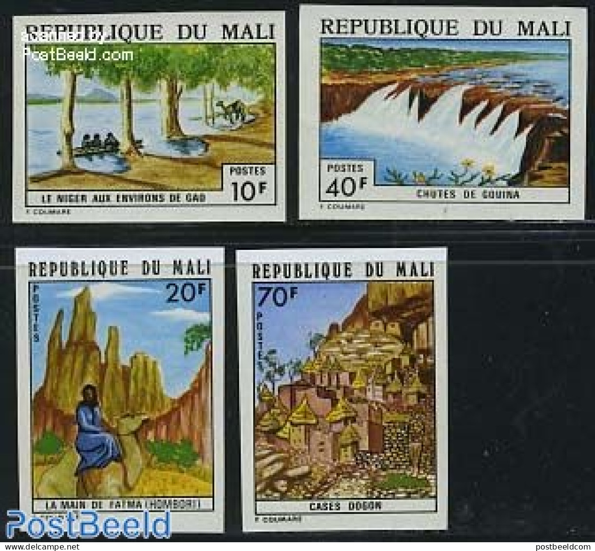 Mali 1974 Views 4v Imperforated, Mint NH, Nature - Transport - Various - Water, Dams & Falls - Ships And Boats - Tourism - Boten