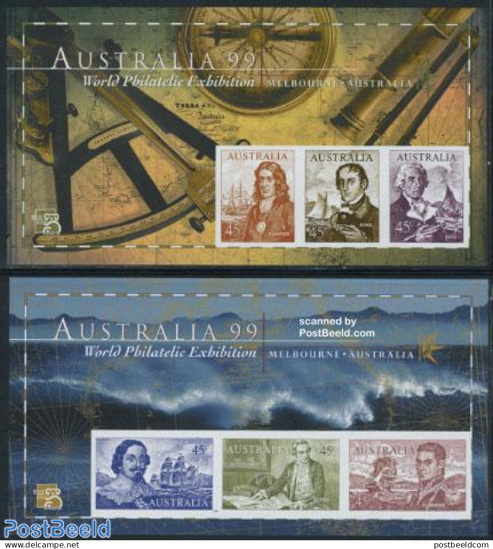 Australia 1999 Australia 99 2 S/s Imperforated, Mint NH, History - Transport - Explorers - Philately - Ships And Boats - Neufs