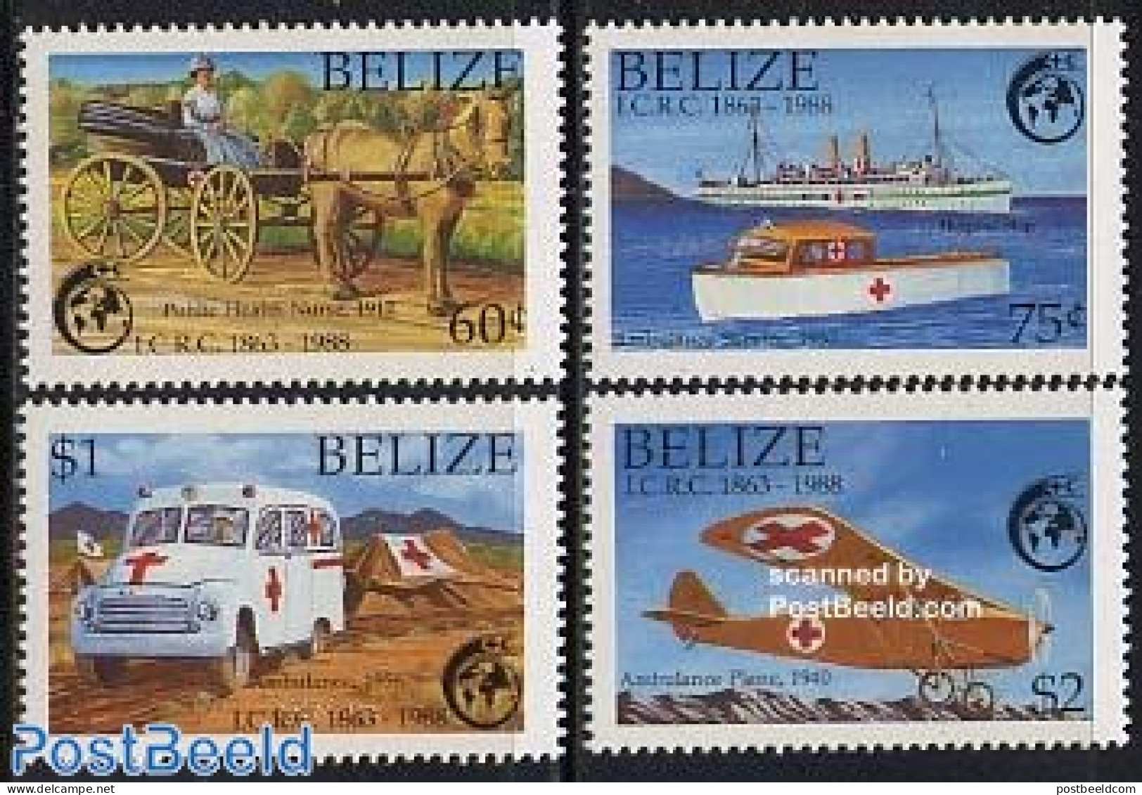 Belize/British Honduras 1988 Red Cross 4v, Mint NH, Health - Nature - Transport - Red Cross - Horses - Automobiles - C.. - Rotes Kreuz