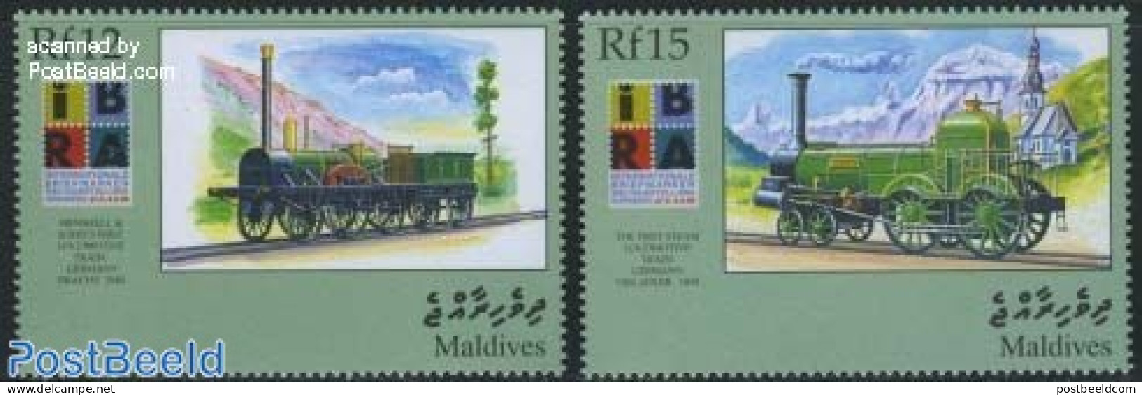 Maldives 1999 IBRA, Railways 2v, Mint NH, Transport - Railways - Treinen