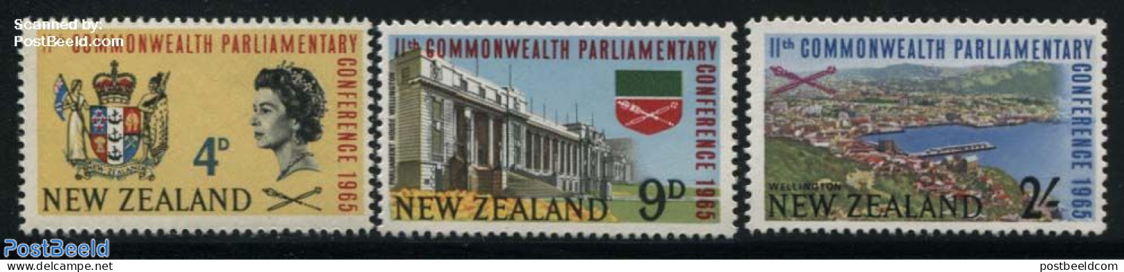 New Zealand 1965 Parliamentary Conference 3v, Mint NH, History - Coat Of Arms - Neufs