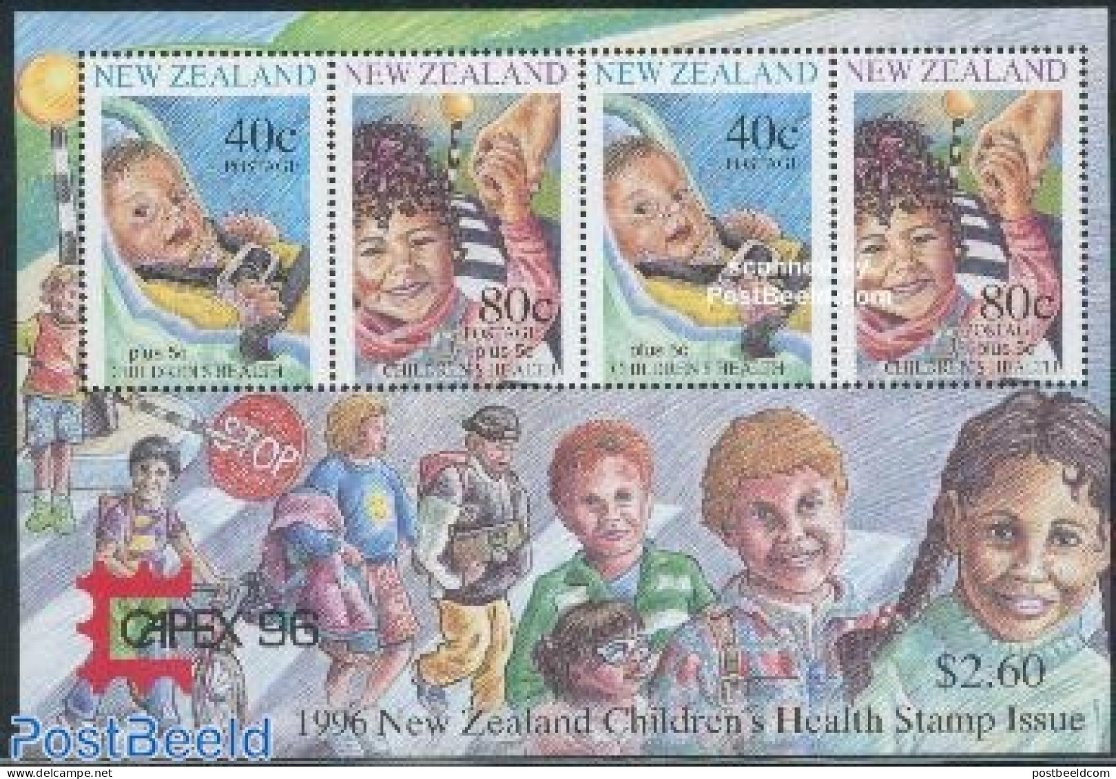 New Zealand 1996 Health, Capex 96 S/s, Mint NH, Transport - Philately - Traffic Safety - Neufs