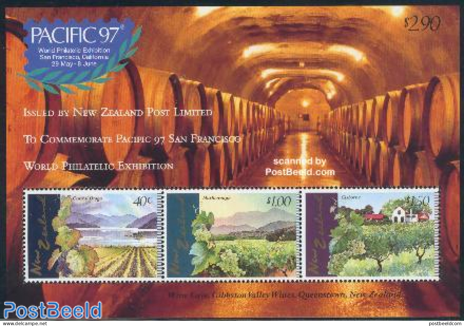 New Zealand 1997 Pacific 97, Wine S/s, Mint NH, Nature - Wine & Winery - Philately - Unused Stamps