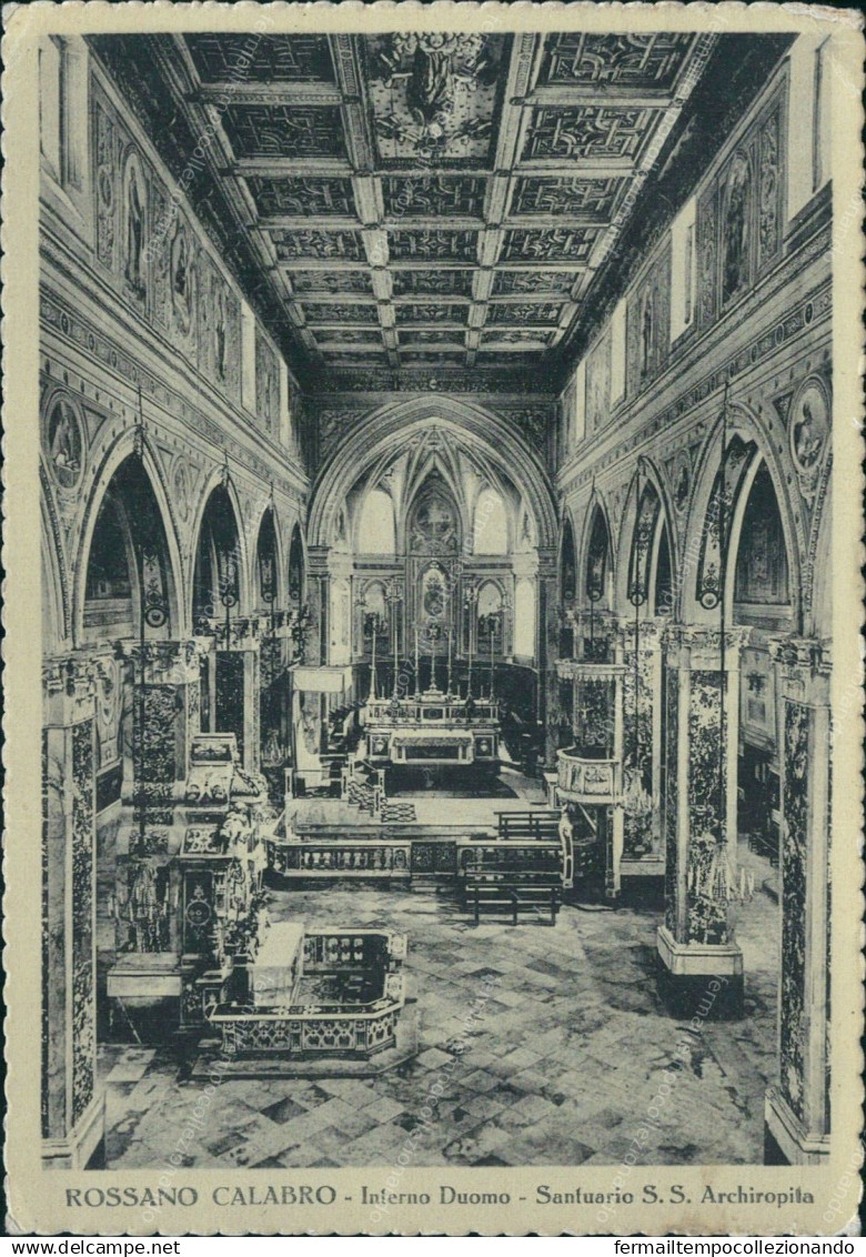 Cr488 Cartolina  Rossano Calabro Interno Duomo Santuario S.s.archiropita Cosenza - Cosenza