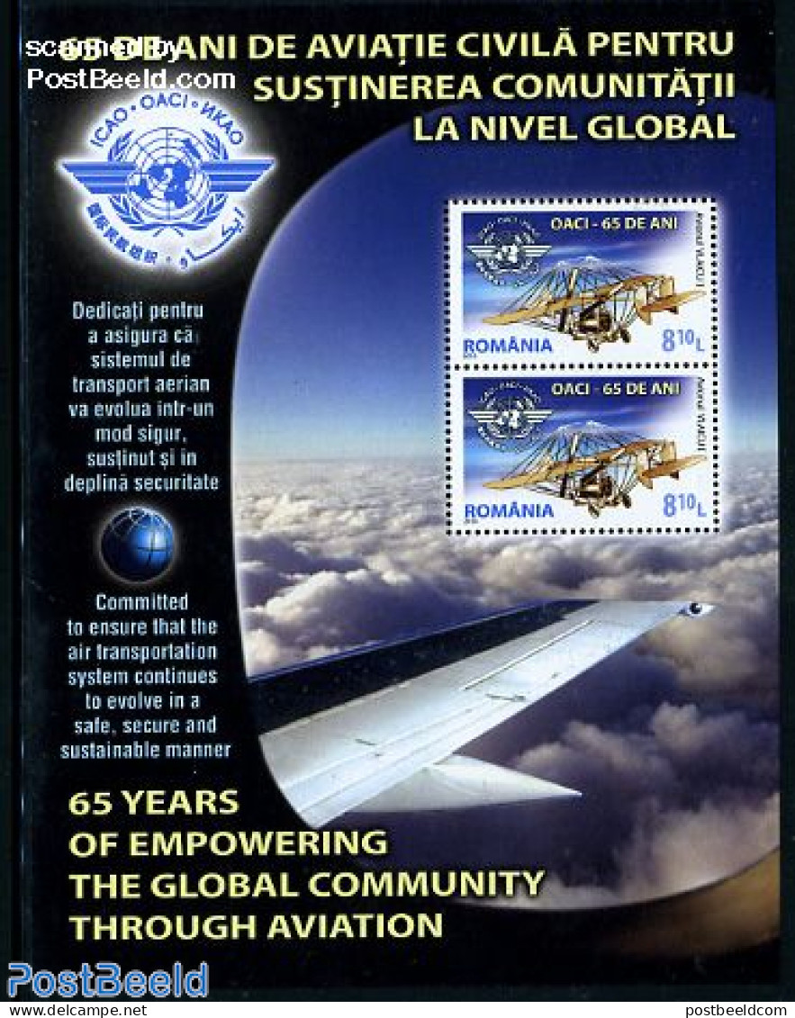 Romania 2010 65 Years ICAO S/s, Mint NH, Transport - Aircraft & Aviation - Neufs
