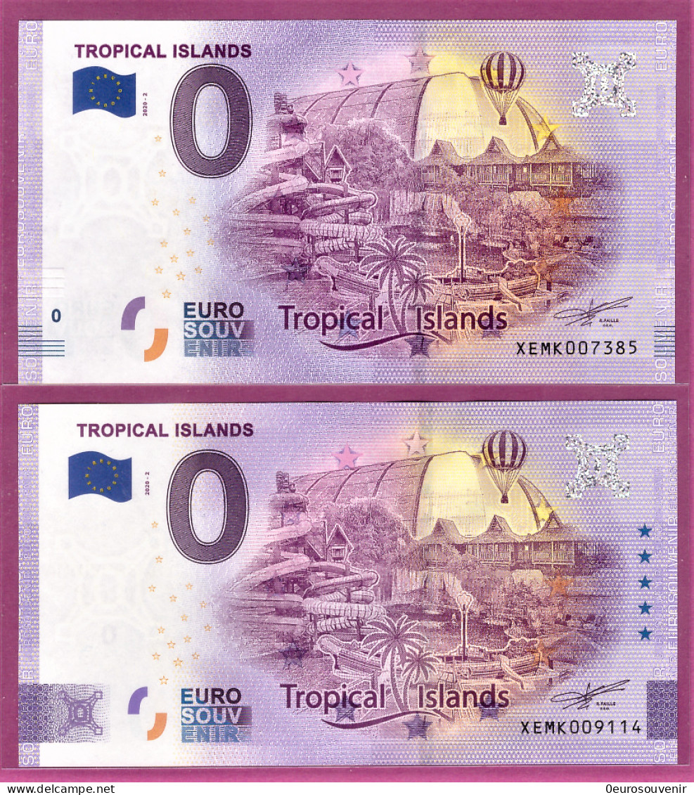 0-Euro XEMK 2020-2 TROPICAL ISLANDS - KRAUSNICK Set NORMAL+ANNIVERSARY - Private Proofs / Unofficial