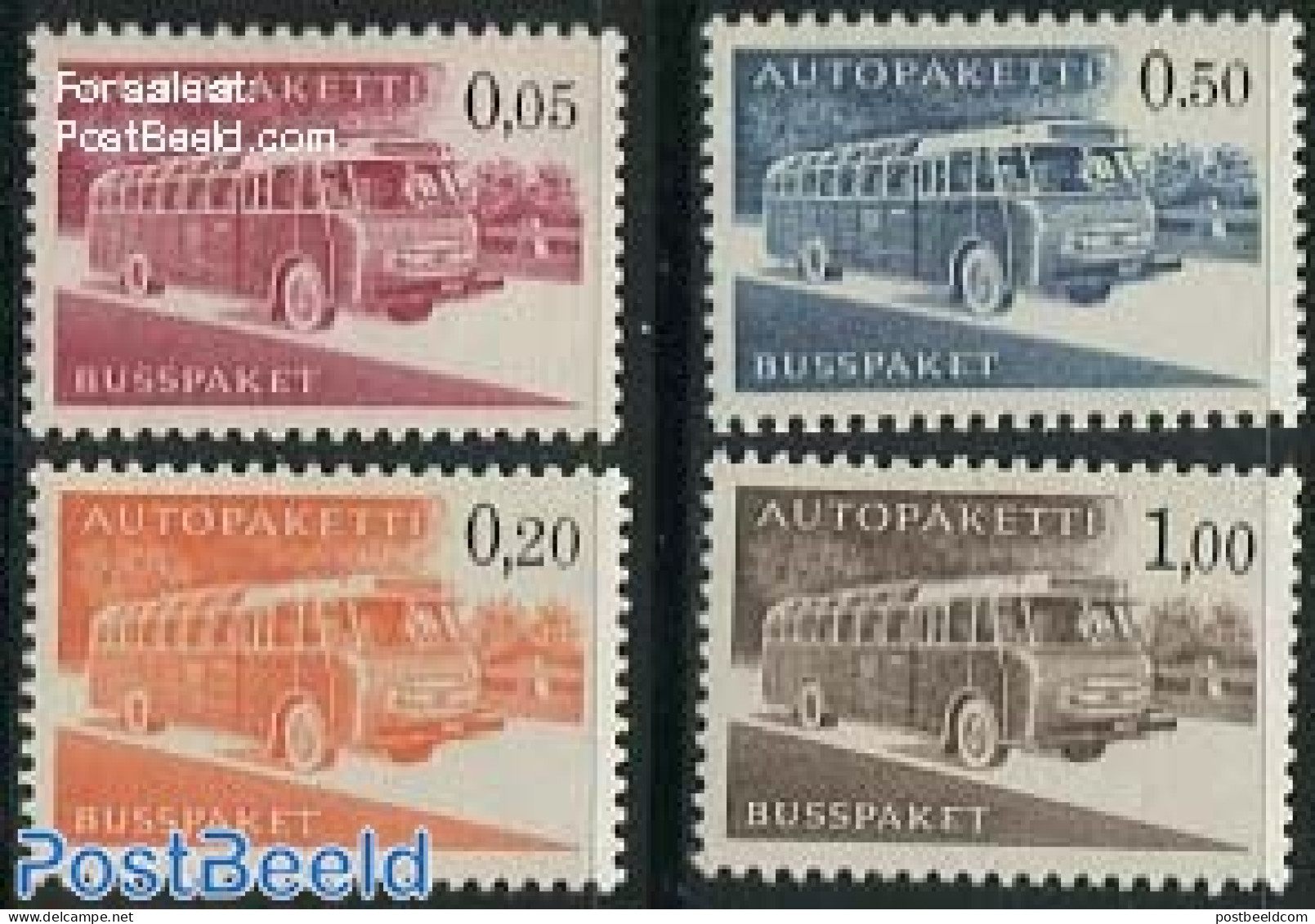 Finland 1963 Bus Parcel Stamps 4v, Normal Paper, Mint NH, Transport - Automobiles - Neufs