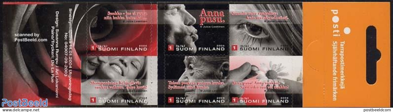 Finland 2004 Friendship Kiss 6v In Booklet, Mint NH, Various - Stamp Booklets - Greetings & Wishing Stamps - Neufs