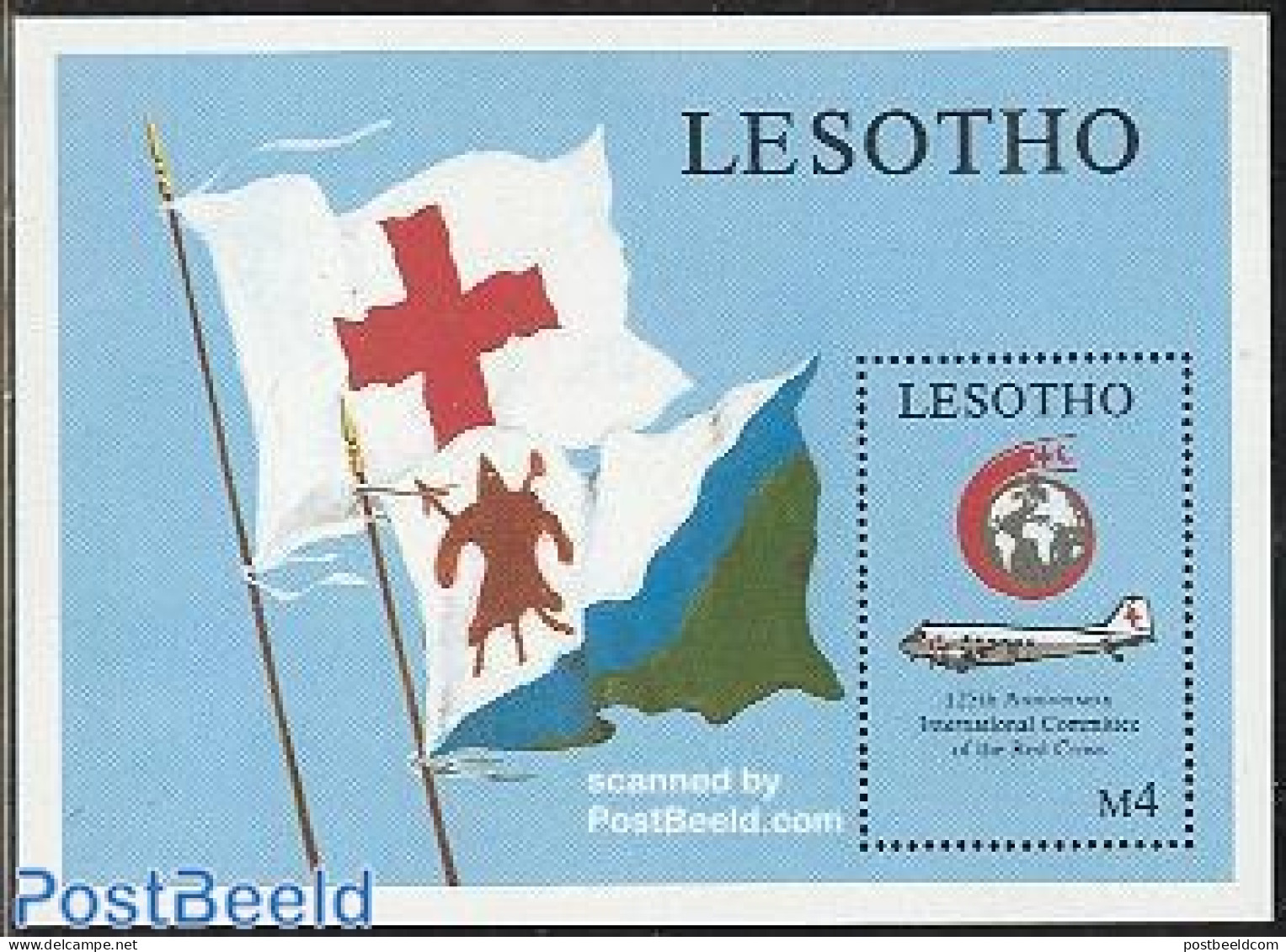 Lesotho 1989 Red Cross, Aeroplanes S/s, Mint NH, Health - Transport - Red Cross - Aircraft & Aviation - Red Cross