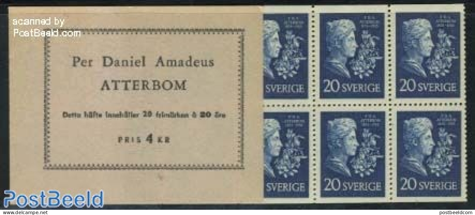 Sweden 1955 Per Daniel Amadeus Atterbom Booklet, Mint NH, Stamp Booklets - Art - Authors - Ongebruikt