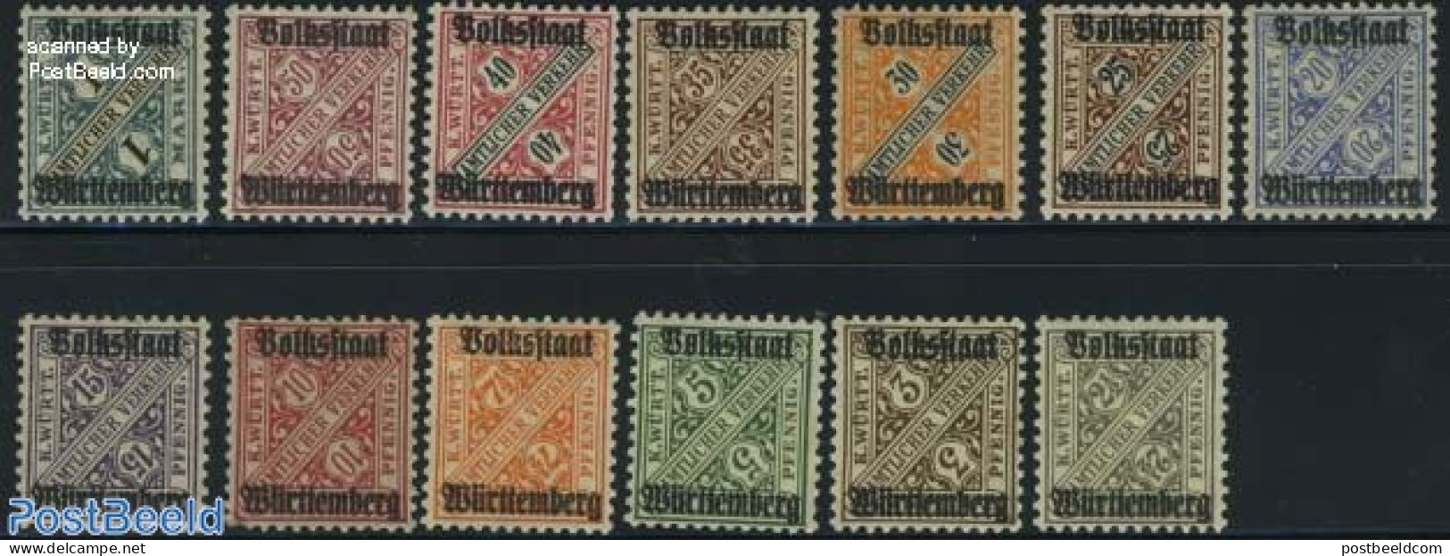 Germany, Wurtemberg 1919 On Service 13v, Mint NH - Other & Unclassified