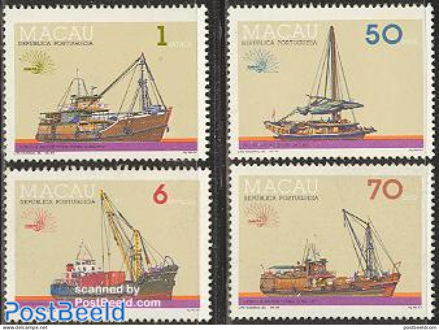 Macao 1985 Italia, Cargo Ships 4v, Mint NH, Transport - Ships And Boats - Nuevos