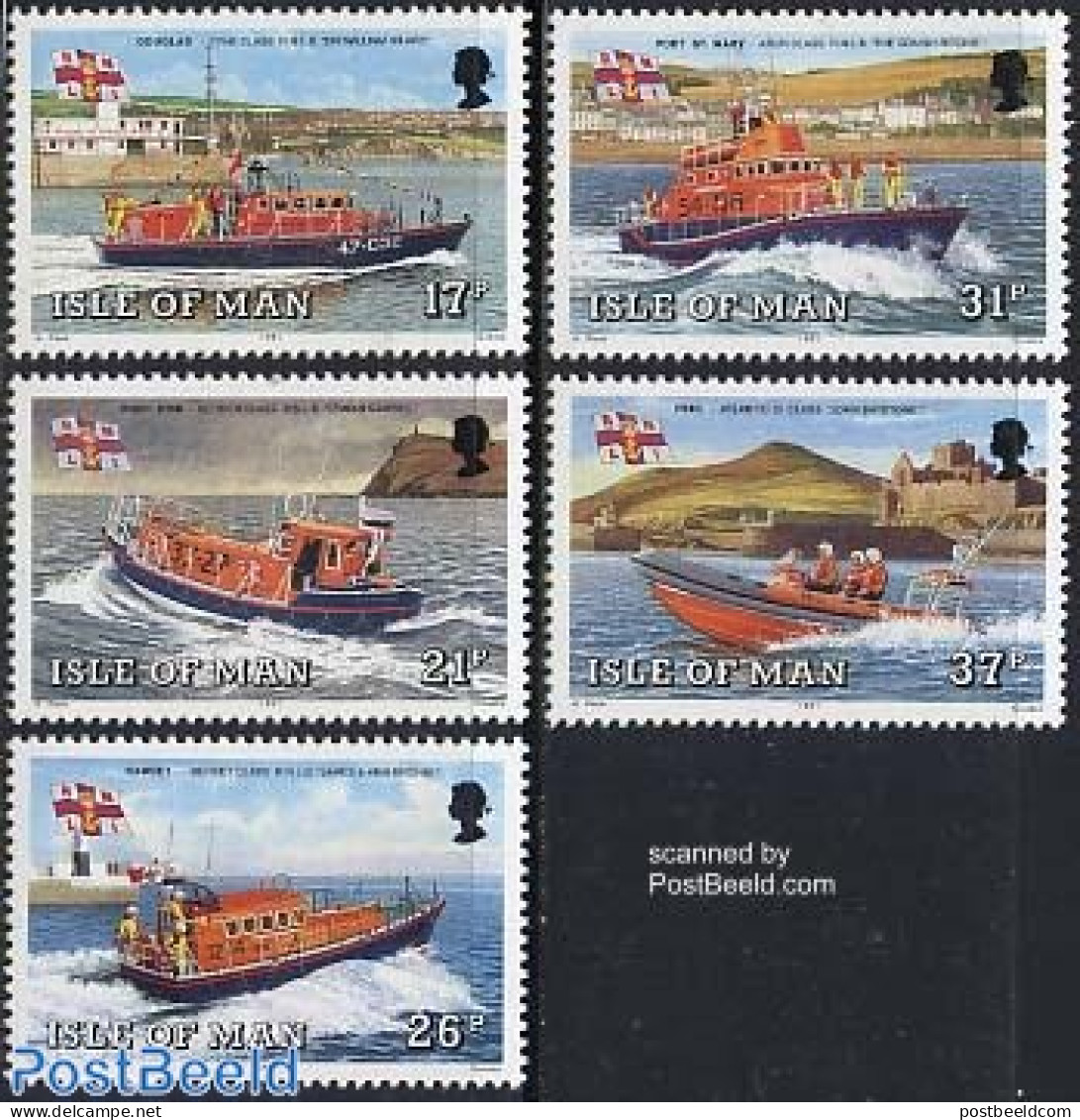 Isle Of Man 1991 Lifesaving Boats 5v, Mint NH, History - Transport - Various - Flags - Ships And Boats - Lighthouses &.. - Ships